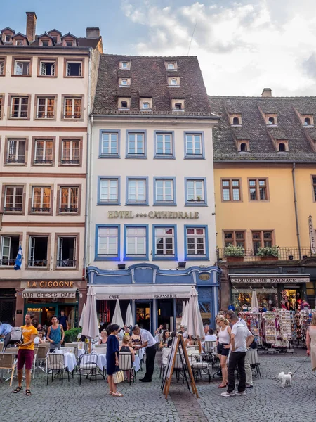 Strasbourg Franciaország Július 2018 Gyönyörű Épületek Katedrális Tértől Strasbourgban Elzászi — Stock Fotó