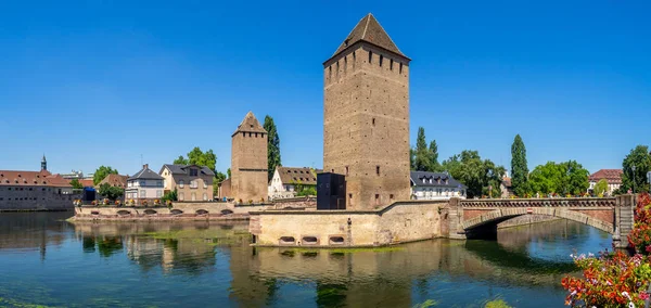 Panoramic View Medieval Towers Ponts Couverts Strasbourg Strasbourg Main City — Stock Photo, Image