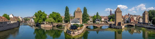 Panoramic View Medieval Towers Ponts Couverts Strasbourg Strasbourg Main City — Stock Photo, Image