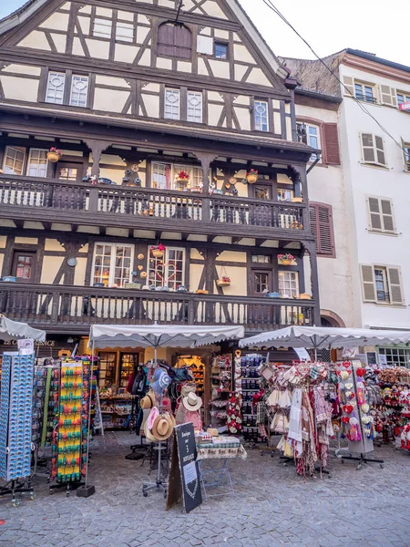 Strasbourg Franciaország Július 2018 Üzletek Éttermek Közelében Place Cathédrale Strasbourgban — Stock Fotó