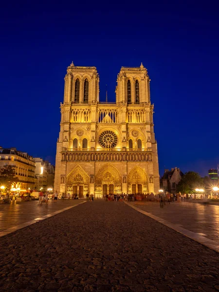 Zobacz Piękne Kościoła Notre Dame Jak Słońce Zachodzi Ten Wspaniały — Zdjęcie stockowe