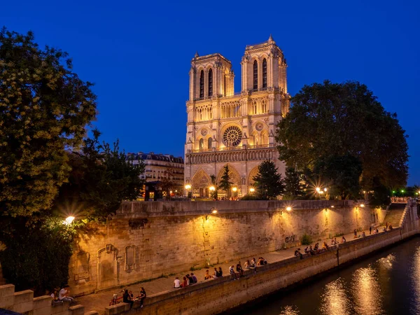 Париж Франция Августа 2018 Года Вид Знаменитый Собор Нотр Дам — стоковое фото