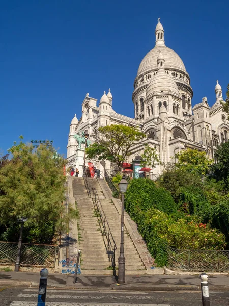 View Famous Sacre Coeur Sacred Heart Cathedral Paris Famous Church — Stock Photo, Image