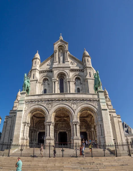 View Famous Sacre Coeur Sacred Heart Cathedral Paris Famous Church — Stock Photo, Image