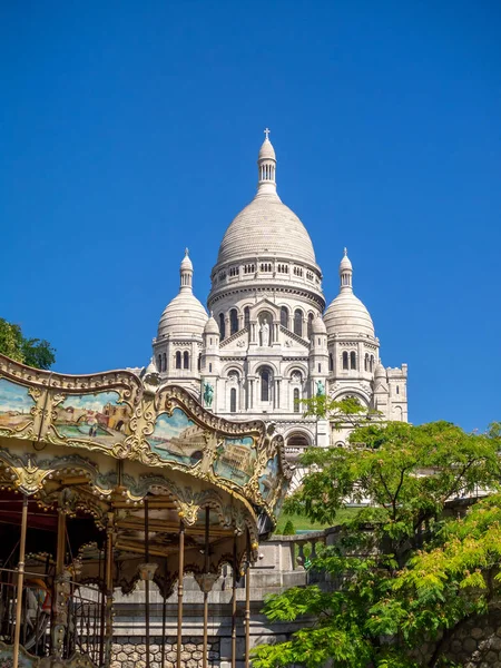 Widok Słynny Sacre Coeur Lub Najświętszego Serca Katedry Paryżu Ten — Zdjęcie stockowe