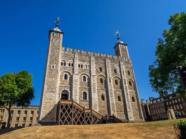 Torre Branca Dentro Torre Londres Dia Quente Verão Este Histórico — Fotografia de Stock