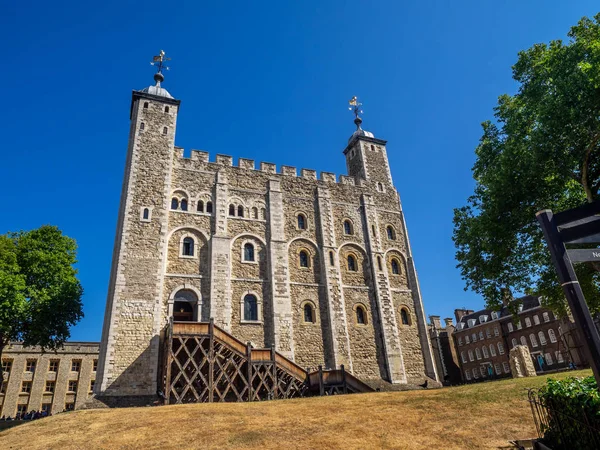 Torre Branca Dentro Torre Londres Dia Quente Verão Este Histórico — Fotografia de Stock