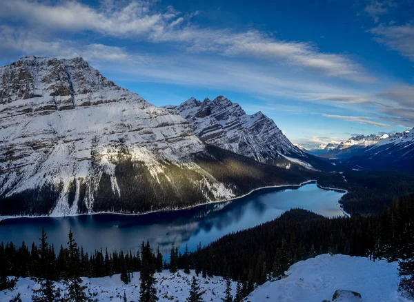 Vista Del Lago Peyto Parque Nacional Banff Principios Invierno Antes — Foto de Stock
