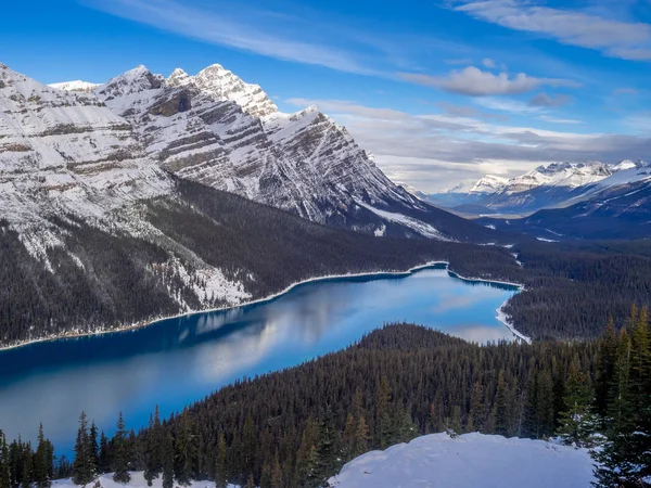 Utsikt Över Peyto Lake Banff National Park Tidigt Vintern Innan — Stockfoto