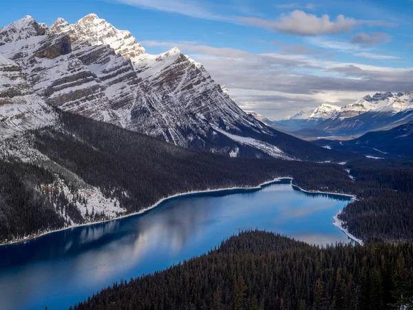 Vista Del Lago Peyto Parque Nacional Banff Principios Invierno Antes — Foto de Stock