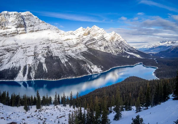 Utsikt Över Peyto Lake Banff National Park Tidigt Vintern Innan — Stockfoto