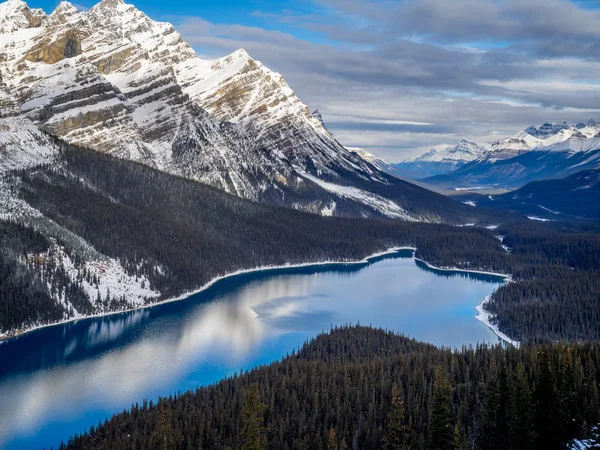 Vista Lago Peyto Parque Nacional Banff Início Inverno Antes Lago — Fotografia de Stock