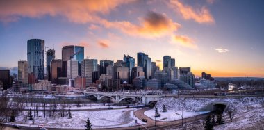 Calgary, Alberta, Kanada güzel gece manzarası kış aylarında.