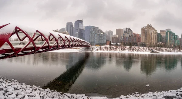 Die Friedensbrücke Einem Wintertag Calgary Alberta Canada Die Fußgängerbrücke Überspannt — Stockfoto