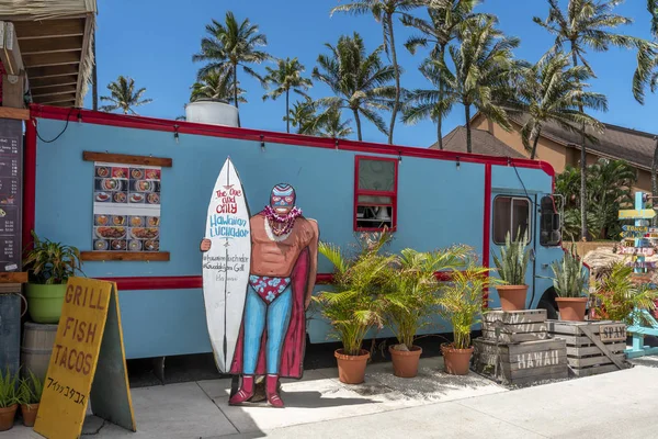 Honolulu Hawaii Marzo 2019 Camiones Comida Centro Cultural Polinesio Costa — Foto de Stock