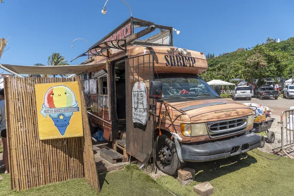 Hawaii Marzo 2019 Camiones Comida Costa Norte Oahu Hawaii Costa — Foto de Stock