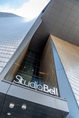 Calgary, Kanada - 26 Mayıs 2019: Studio Bell, 15 Temmuz 2016 tarihinde Calgary, Alberta'daki Ulusal Müzik Merkezi'nin evi. Ulusal Müzik Merkezi Calgary büyük bir yeni müzik mekanı ve müzesi.
