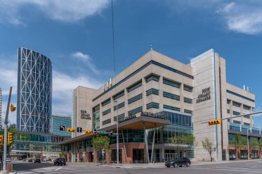 Calgary, Kanada-Mayıs 26, 2019: Bow Valley College Calgary Alberta dış cephe. Bow Valley şehir içinde büyük bir meslek Koleji olduğunu ve şehir merkezinde.