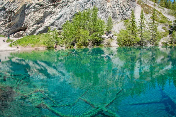 Turquoise Grassi Meren Het Land Kananaskis Park Systeem Van Alberta — Stockfoto