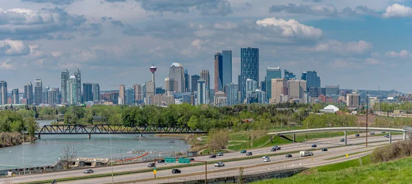 Vista Del Centro Urbano Calgary Desde Lado Este Calgary — Foto de Stock