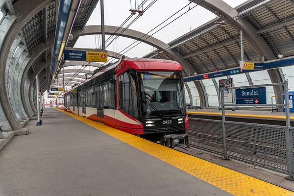 Calgary Alberta Maj 2019 Tåg Vid Sunalta Station Calgary Alberta — Stockfoto