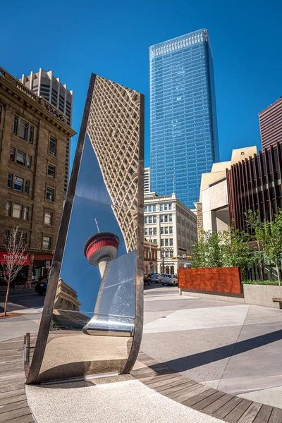 Calgary Canada Juli 2019 Straatkunst Het Centrum Van Het Financiële — Stockfoto