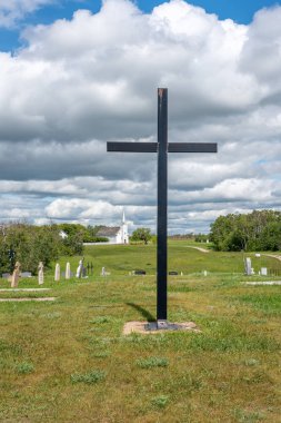 Saskatchewan 'daki Saint Antoine de Padoue Katolik mezarlığı..