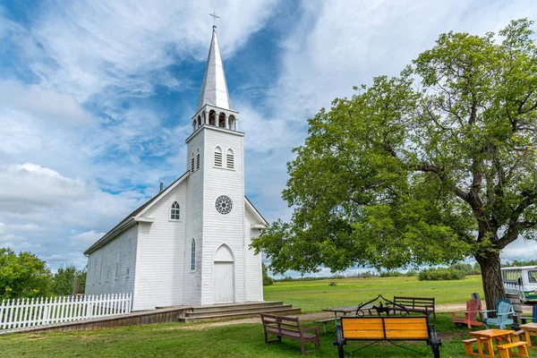 Ρωμαιοκαθολική Εκκλησία Του Αγίου Antoine Padoue Στο Batoche Saskatchewan — Φωτογραφία Αρχείου