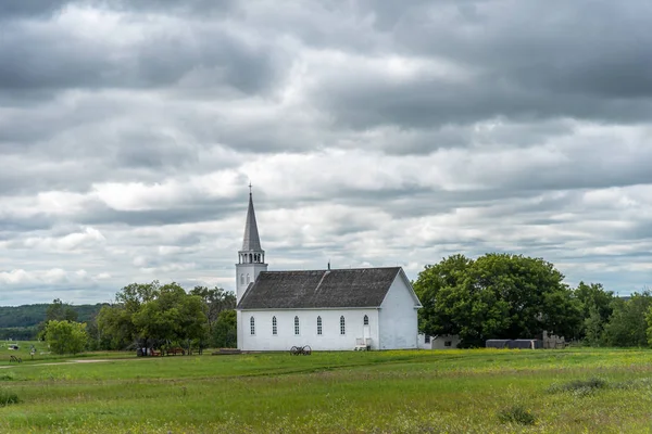 Ρωμαιοκαθολική Εκκλησία Του Αγίου Antoine Padoue Στο Batoche Saskatchewan — Φωτογραφία Αρχείου