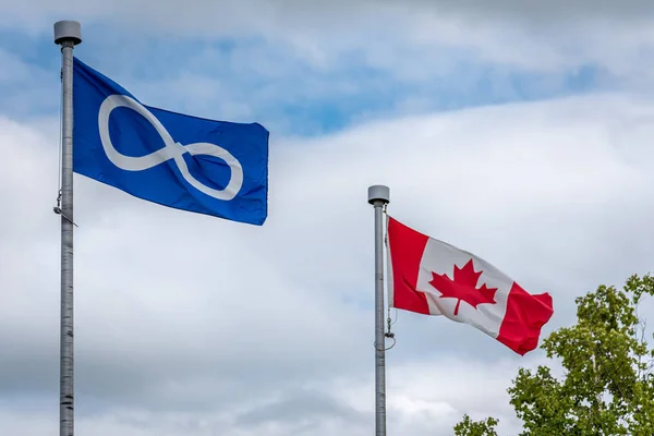 Metis Kanadské Vlajky Vlající Batoche National Historic Site Saskatchewan Kanada — Stock fotografie