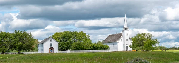 Ρωμαιοκαθολική Εκκλησία Του Αγίου Antoine Padoue Στο Batoche Saskatchewan — Φωτογραφία Αρχείου