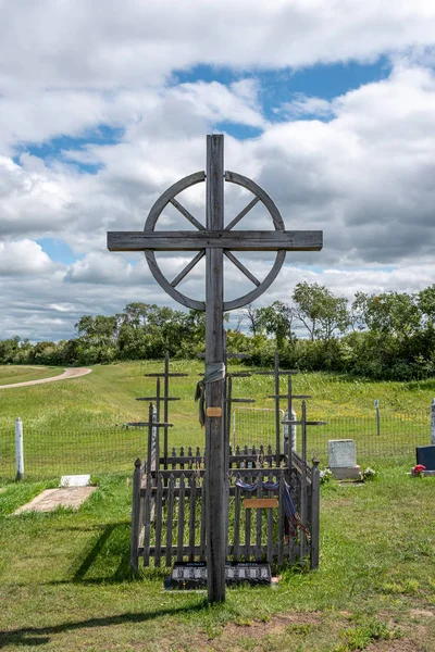 Saskatchewan 'daki Saint Antoine de Padoue Katolik mezarlığı..