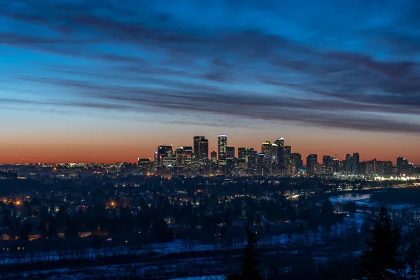 Une Belle Vue Sur Horizon Calgary Pendant Hiver — Photo