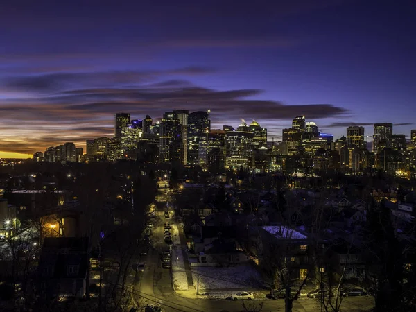 Vacker Utsikt Över Calgary Skyline Vintern — Stockfoto