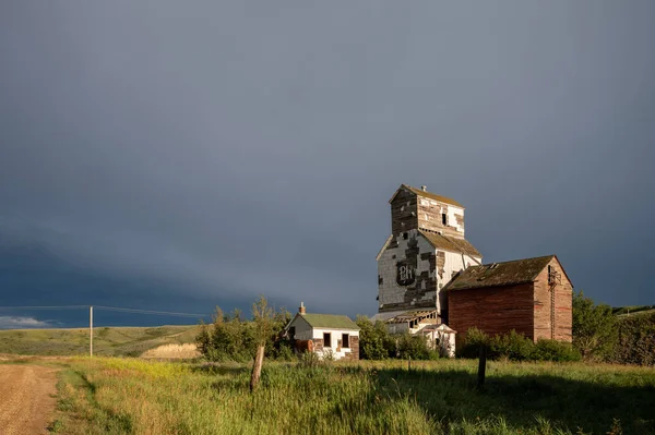 Oude Verlaten Graanlift Badlands Spookstad Sharples Alberta — Stockfoto