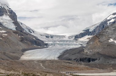 Jasper Ulusal Parkı, Alberta Kanada 'daki Columbia buz sahalarının manzarası.