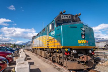 Jasper, Alberta - 3 Ağustos 2020 Jasper tren istasyonunda bir VIP tren bulundu..