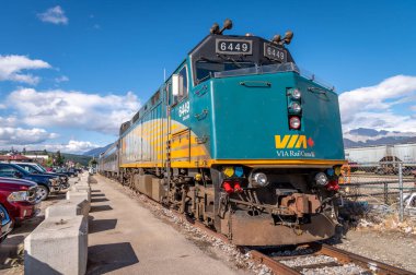 Jasper, Alberta - 3 Ağustos 2020 Jasper tren istasyonunda bir VIP tren bulundu..