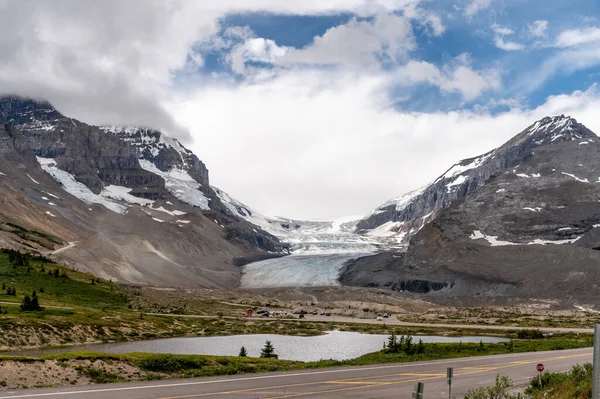 Vue Des Champs Glace Columbia Dans Parc National Jasper Alberta — Photo