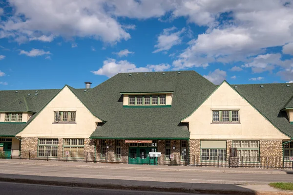 Jasper Alberta August 2020 Exterior Facade Jasper Train Station — 图库照片