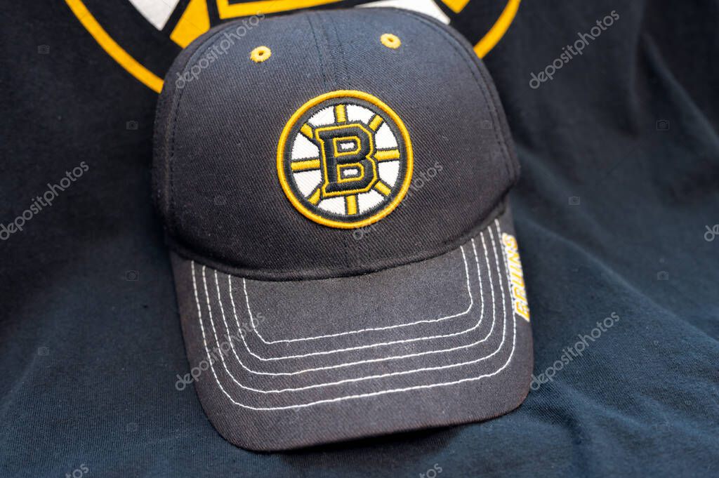 Calgary, Alberta - September 7, 2025: Boston bruins logo on a shirt and hat.