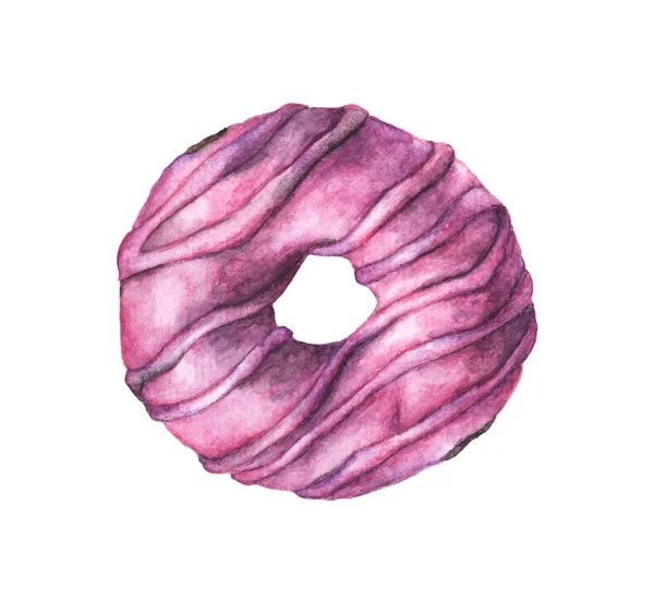 Donuts Aquarelle Isolés Sur Fond Blanc — Photo
