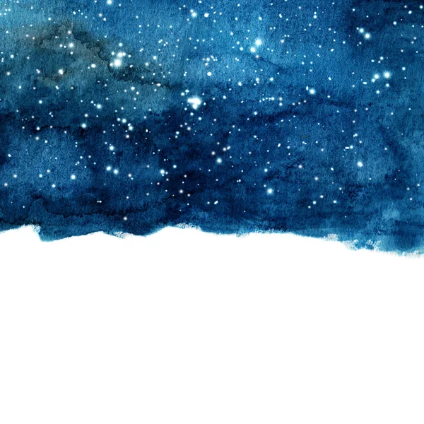 Acquerello Sfondo Cielo Notturno Con Stelle Layout Cosmico Con Spazio — Foto Stock