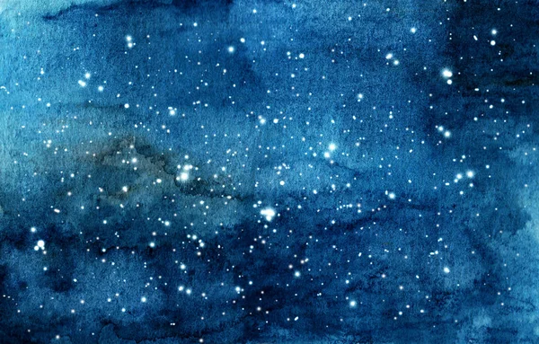 Ręcznie Malowane Akwarela Ilustracja Niebo Noc — Zdjęcie stockowe