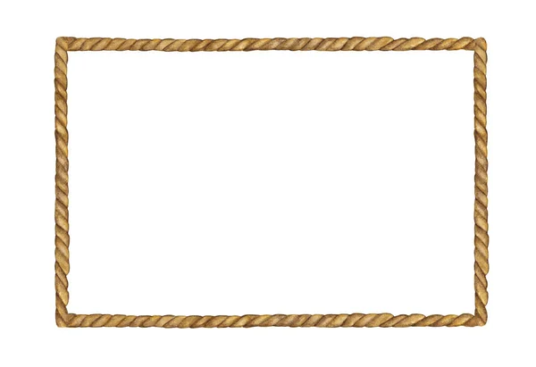 Aquarela Pintura Brown Rope Quadro Fundo Branco — Fotografia de Stock