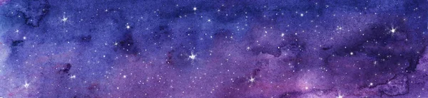Gece Gökyüzü Suluboya Çizimi Boyalı — Stok fotoğraf