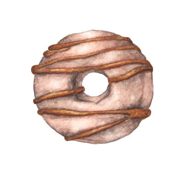 Aquarell Donuts Isoliert Auf Weißem Hintergrund — Stockfoto