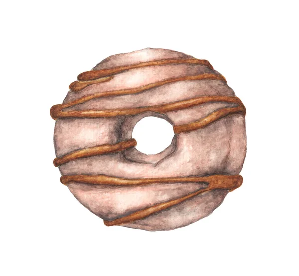 Donuts Aquarelle Isolés Sur Fond Blanc — Photo