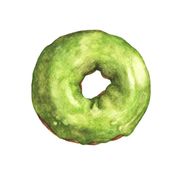 Aquarel Schilderij Van Donut Geïsoleerd Witte Achtergrond — Stockfoto