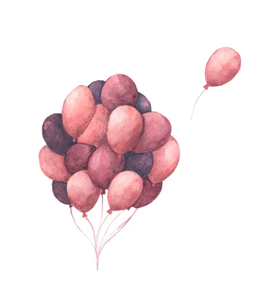 Stelletje Feest Ballonnen Vliegende Kleurrijke Ballonnen Witte Achtergrond Groet Object — Stockfoto